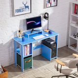 MINOSYS-Computer Desk-Study Desk-with-Monitor Stand-and-Storage-Vanity Console-PC-and-Gaming-Corner Desk-Lightweight-and-Compact Computer Desk-Blue