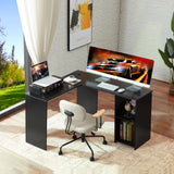 MINOSYS L-Shaped Desk - Computer Desk with Movable Monitor Stand