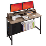 MINOSYS Modern Computer Desk with Large Monitor Stand - Desk with Storage Shelves - MDF Wooden Desks for Home Office Use for Writing, PC, Gaming and Study - Compact and Lightweight Corner Table