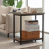 MINOSYS-Nightstand-Side Table-with-Storage-Bedside Table-with-Steel Framed-Night Stand-for-Bedrooms-Living Room-and-Kitchen-Rustic End Table-for-Magazines-Books-and-Small Plant