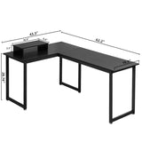 MINOSYS CDK-1805002 L-Shaped Desk - Computer Desk with Movable Monitor Stand