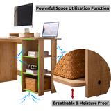 MINOSYS-Computer Desk-Study Desk-with-Monitor Stand-and-Storage-Vanity Console-PC-and-Gaming-Corner Desk-Lightweight-and-Compact Computer Desk-Beech