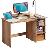 MINOSYS-Computer Desk-Study Desk-with-Monitor Stand-and-Storage-Vanity Console-PC-and-Gaming-Corner Desk-Lightweight-and-Compact Computer Desk-Beech