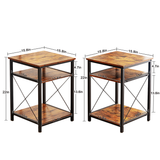 MINOSYS-End Table Set of 2-Side Table with 2 Tier Storages-Bedside Table-with X Framed-Night Stands-for-Bedrooms-Living Room-and-Kitchen-Rustic End Table-for Magazines-Books-and-Small Plant 