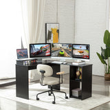 MINOSYS L-Shaped Desk - Computer Desk with Movable Monitor Stand