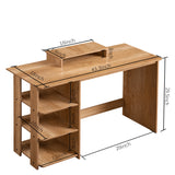 MINOSYS-Computer Desk-Study Desk-with-Monitor Stand-and-Storage-Vanity Console-PC-and-Gaming-Corner Desk-Lightweight-and-Compact Computer Desk-Beech