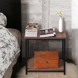 MINOSYS-Nightstand-Side Table-with-Storage-Bedside Table-with-Steel Framed-Night Stand-for-Bedrooms-Living Room-and-Kitchen-Rustic End Table-for-Magazines-Books-and-Small Plant