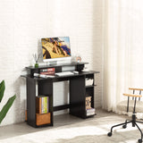 MINOSYS Computer Desk-Study Desk-with-Larger-Monitor Stand-Storage Shelf-and-Cabinet -MDF-Wooden Desks-for-Home Office-Vanity Console-PC-and-Gaming-Black-Corner Desk-Lightweight-and-Compact Computer Desk