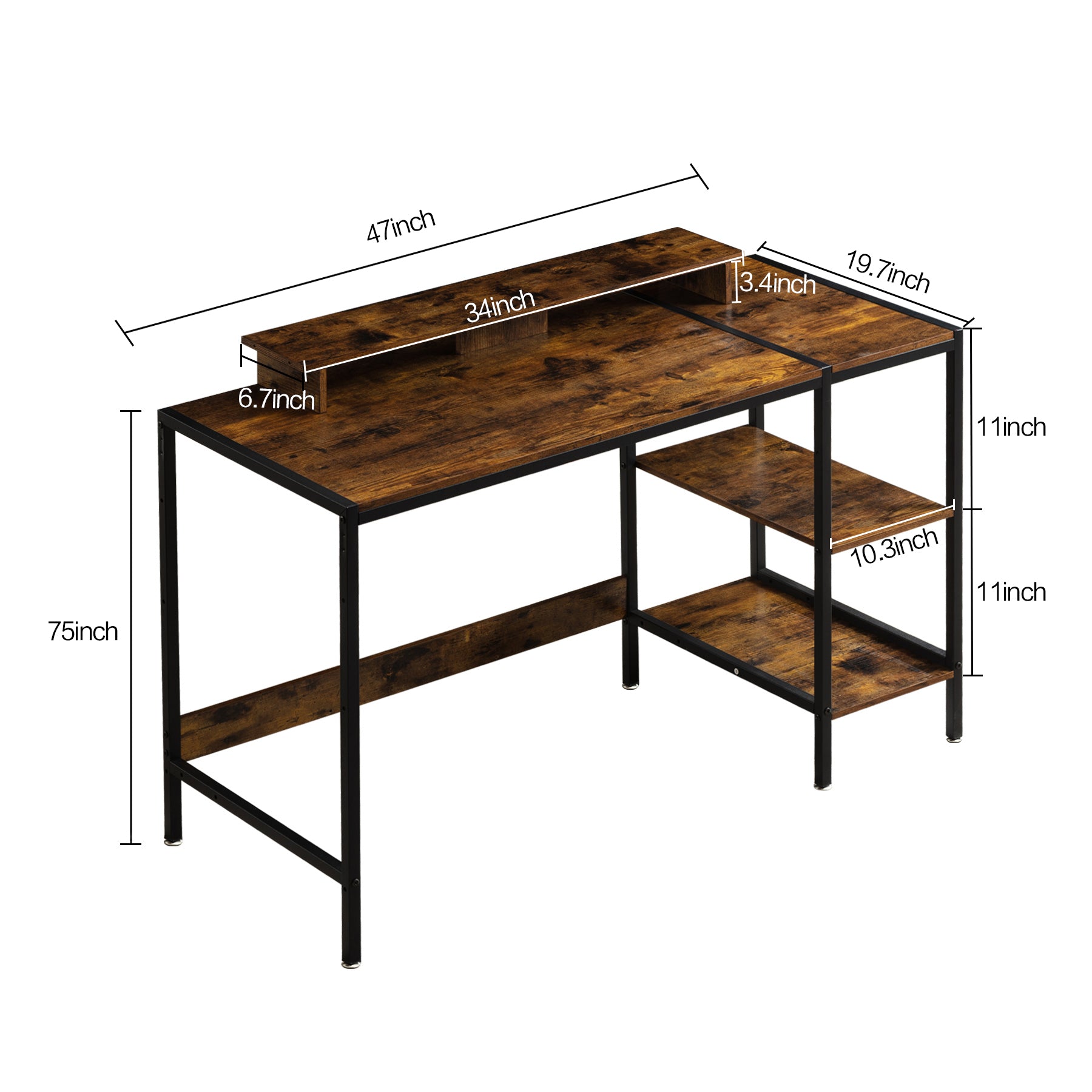  MINOSYS Small Computer Gaming Desk - 47” Home Office Desk with  Storage, Monitor Stand for 2 Monitors, Adjustable Storage Space,  Writing,Modern Design Corner Table, Beech. : Home & Kitchen
